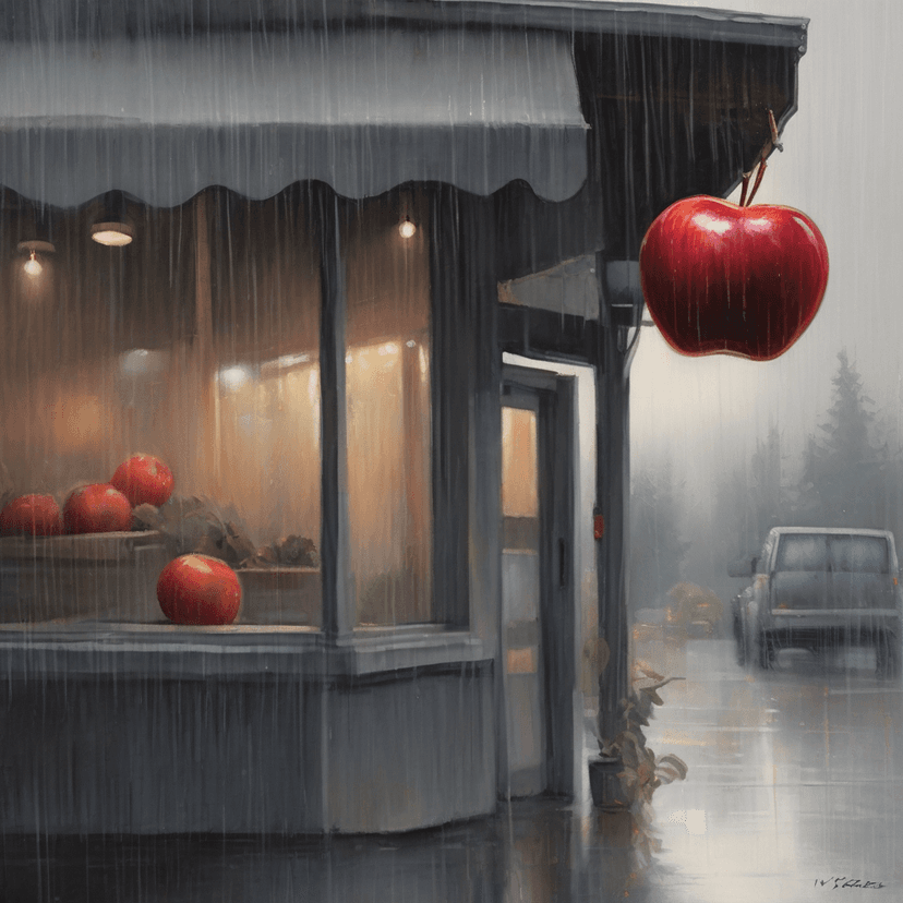 Rain-Smeared Apple