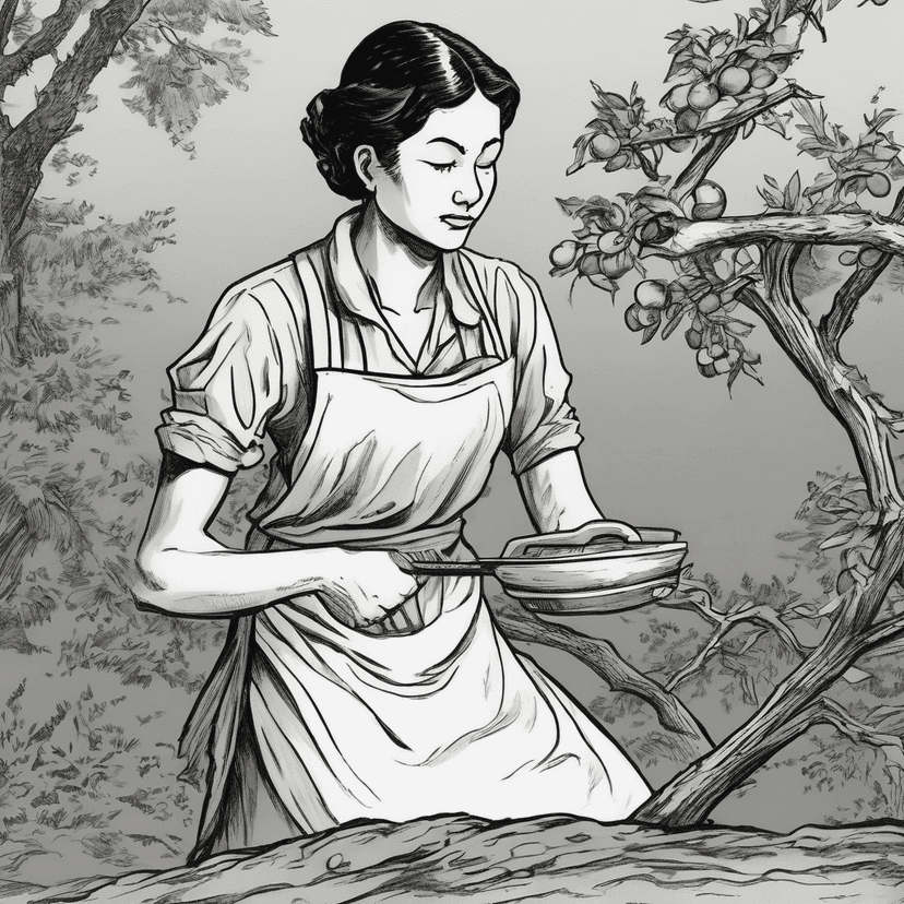 Realized her knife was too small for the branch.